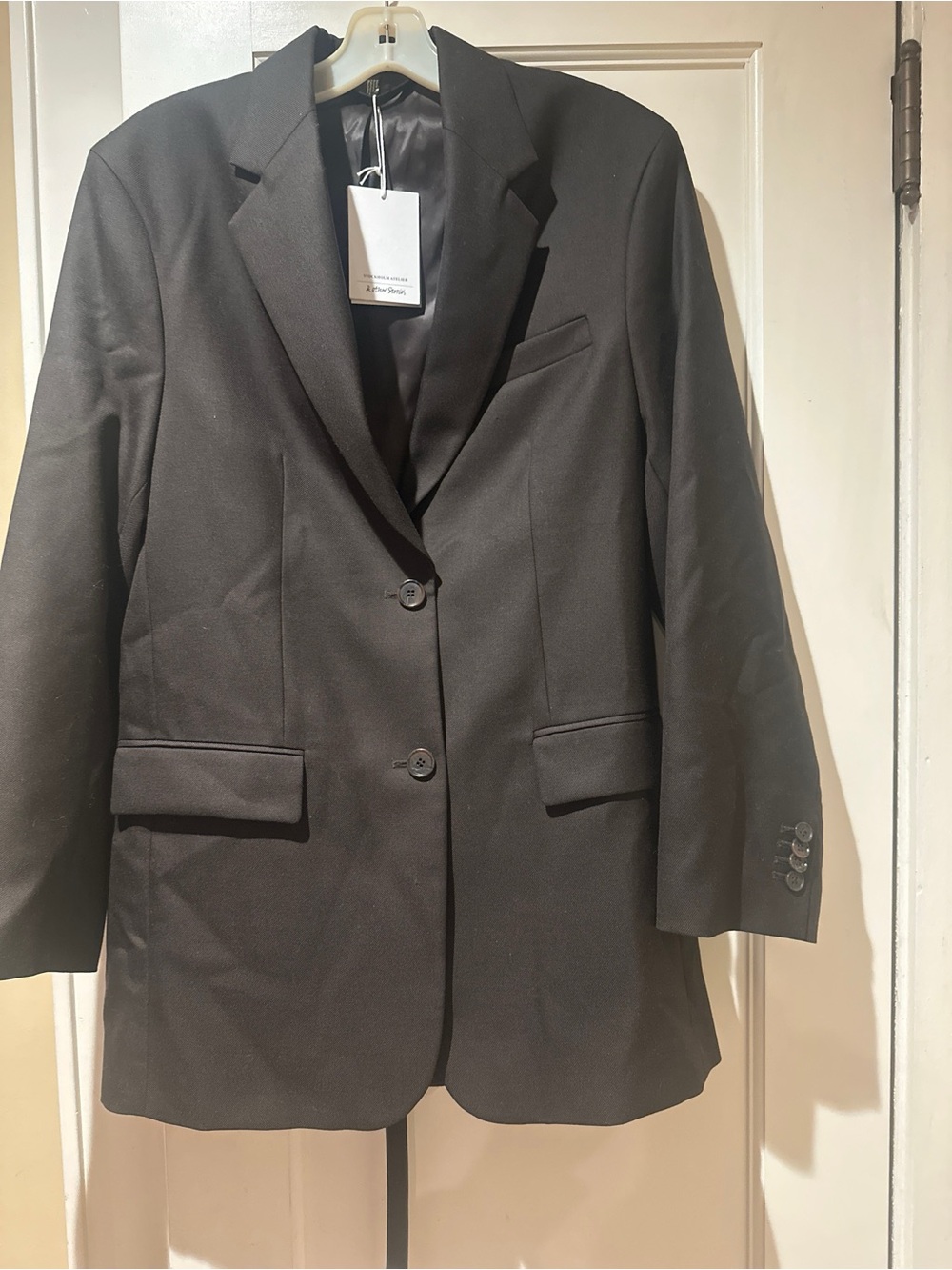 Stockholm Atelier & Other Stories Chocolate Brown 100% Wool blazer NWT 20” PTP - Picture 3 of 5